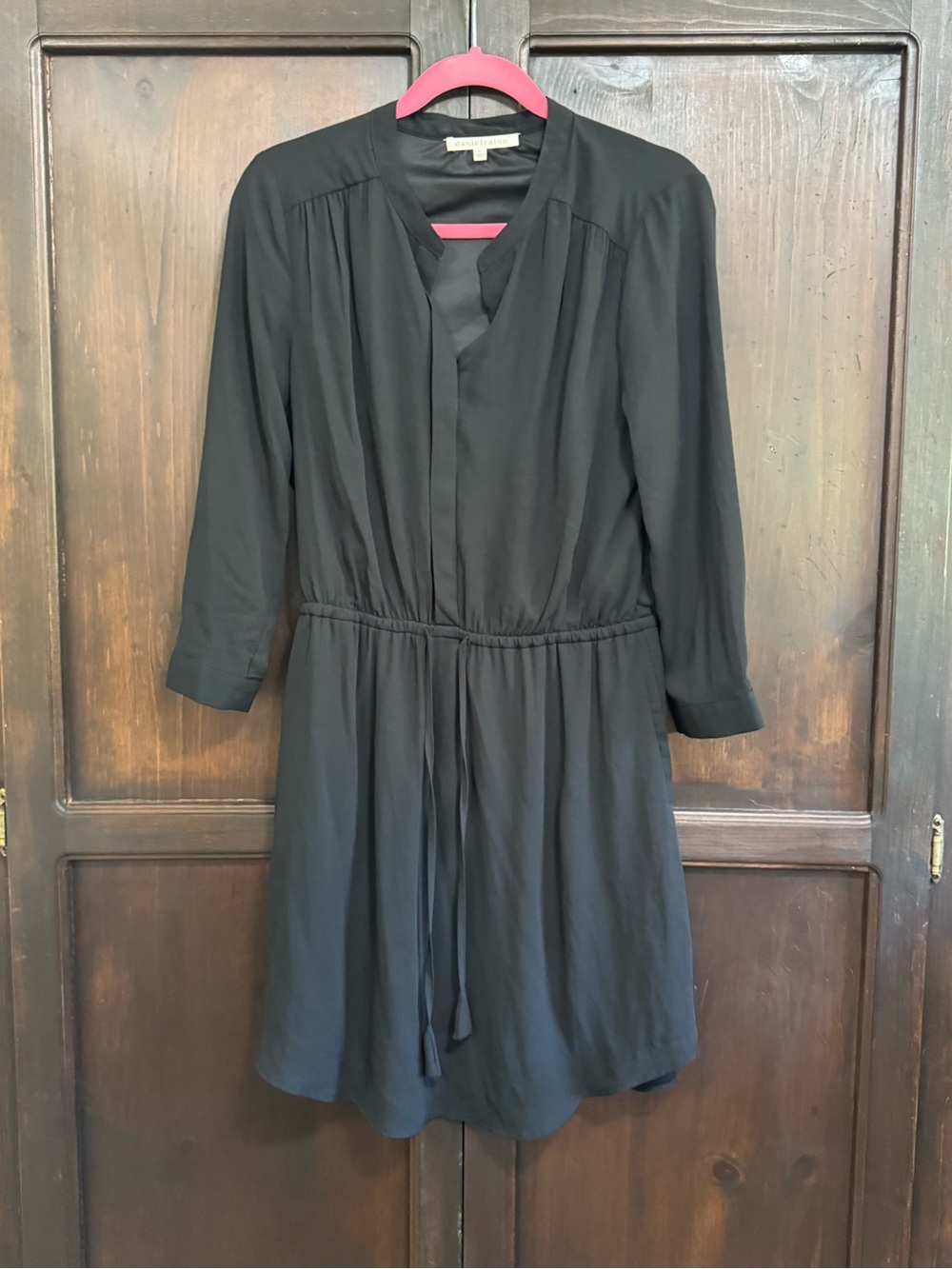Daniel Rainn Black Long Sleeve Shirt Dress Drawstring Waist size Medium